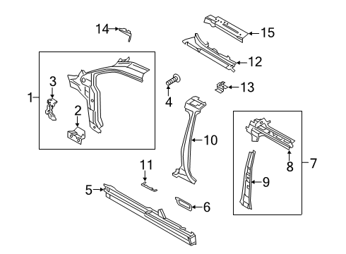 2020 Ford Transit Connect Hinge Pillar Inner Rocker Diagram for DT1Z-6110128-K