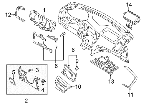 2011 Kia Optima Cluster & Switches, Instrument Panel Garnish Assembly-Crash Pad Center Diagram for 847822T000DAJ