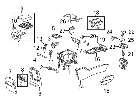 2015 Honda Crosstour Parking Brake Panel Assy., Console *NH693L* (GUN METALLIC) Diagram for 77296-TP6-A01ZA