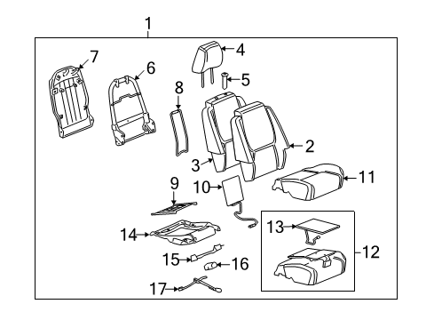2009 Pontiac Torrent Front Seat Components Occupant Module Diagram for 19207140