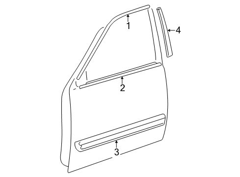 2001 Toyota Sequoia Exterior Trim - Front Door Body Side Molding Diagram for 75731-0C030-B0