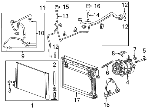 2019 Chevrolet Malibu Air Conditioner Compressor Bracket Diagram for 84043540