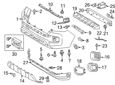 2022 Toyota Tacoma Bumper & Components - Front Bumper Cover Diagram for 52119-04220