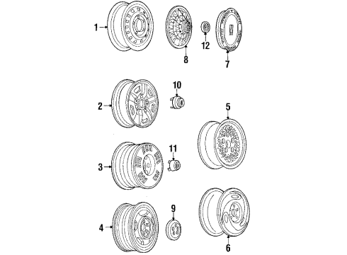 1987 Oldsmobile Calais Wheels, Covers & Trim Insert Assembly-Wheel Trim Cover Diagram for 10223500