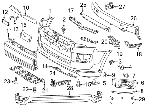 2020 Toyota 4Runner Front Bumper Lower Support Diagram for 52675-35010