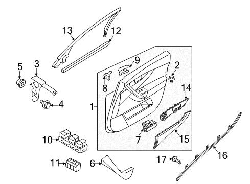 2016 Infiniti QX70 Interior Trim - Front Door Clips Diagram for 80999-1CA1A