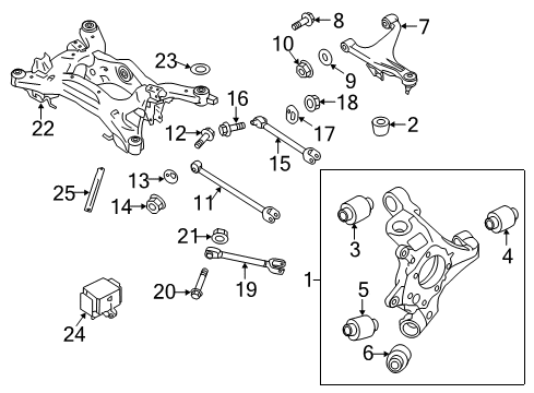 2014 Infiniti Q70 Rear Suspension Components, Lower Control Arm, Upper Control Arm, Stabilizer Bar Bush Diagram for 55159-1MA1A