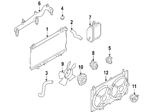 2004 Infiniti G35 Cooling System, Radiator, Water Pump, Cooling Fan SHROUD-Upper Diagram for 21476-AL500