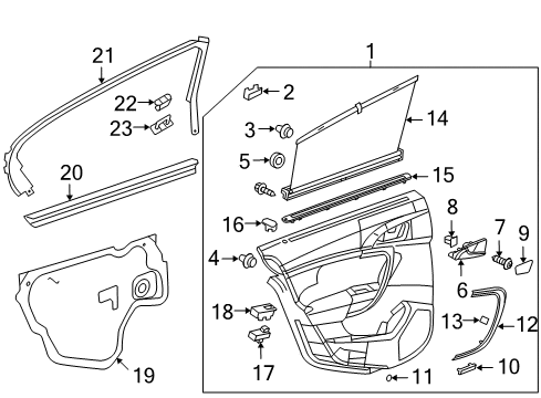 2011 Buick Regal Interior Trim - Rear Door Lock Knob Bezel Diagram for 13277224