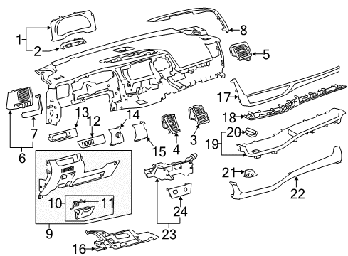 2016 Toyota Highlander Cluster & Switches, Instrument Panel Cylinder & Keys Diagram for 69056-06160