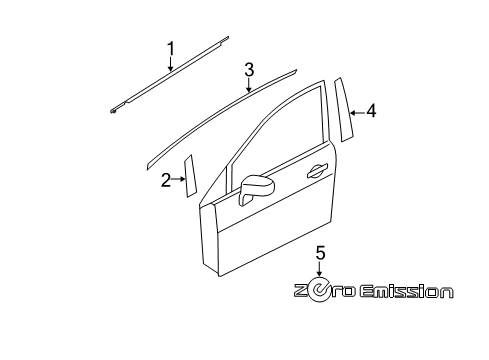 2012 Nissan Leaf Exterior Trim - Front Door Cover Front Door SASH, RH Diagram for 802D2-3NA0A