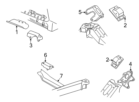 2002 GMC Savana 3500 Engine & Trans Mounting Mount Bracket Diagram for 15027096