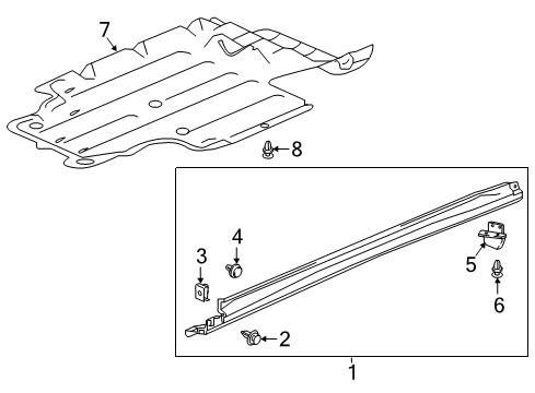2017 Honda Pilot Exterior Trim - Pillars, Rocker & Floor Garnish Assy., L. Side Sill Diagram for 71850-TG7-A00