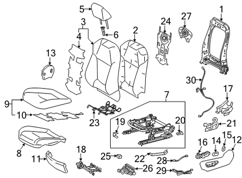 2022 Toyota Venza Driver Seat Components Frame Sub-Assembly, FR S Diagram for 71014-42230