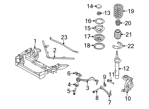 2008 BMW 335i Front Suspension Components, Lower Control Arm, Stabilizer Bar Front Right Suspension Strut Diagram for 31316786004