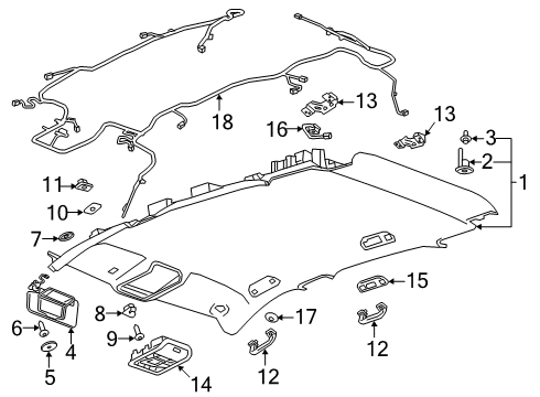 2019 Cadillac XT4 Interior Trim - Roof Harness Diagram for 84530878