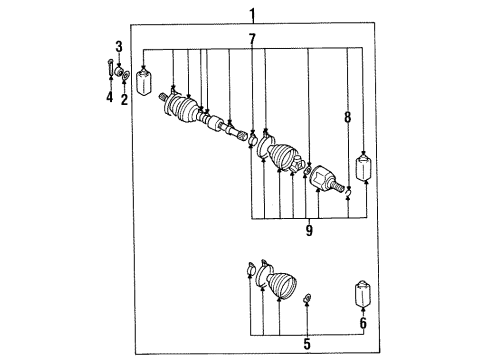 1999 Mitsubishi Eclipse Axle Components - Front Boot Pkg-Inner Cv Joint Diagram for MR446049