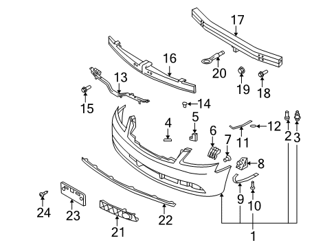 2007 Infiniti M35 Front Bumper Energy ABSORBER-Front Bumper Diagram for 62090-EH100