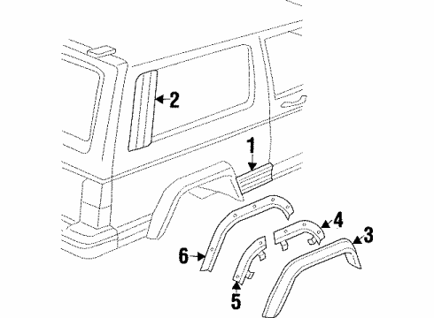1997 Jeep Cherokee Exterior Trim - Quarter Panel Molding-Quarter Panel Diagram for 5DY26DX9AE