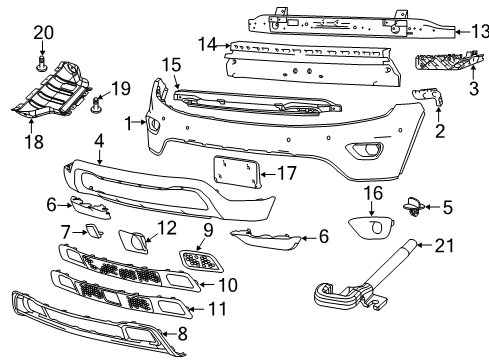 2021 Jeep Grand Cherokee Bumper & Components - Front Module-Park Assist Diagram for 5NL22TZZAA