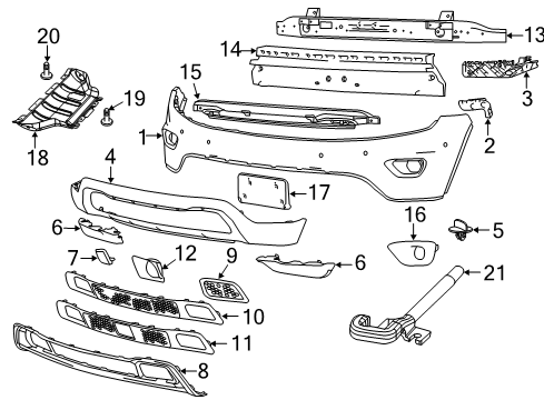 2021 Jeep Grand Cherokee Bumper & Components - Front Sensor-Park Assist Diagram for 1UT50TZZAA