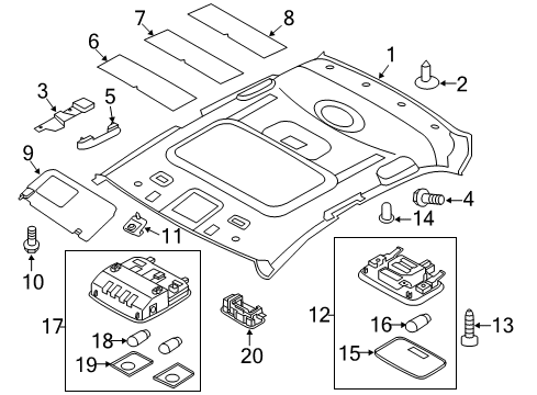 2013 Kia Forte Koup Interior Trim - Roof Lamp Assembly-OVERHEADEAD Console Diagram for 928001M0008O