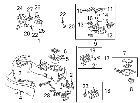 2006 GMC Yukon XL 1500 Center Console Console, Front Floor *Neutral Diagram for 88987011