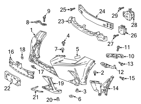 2018 Lexus NX300h Front Bumper ABSORBER, Front Bumper Diagram for 52614-78050