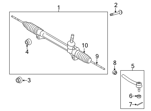 2015 Toyota Highlander Steering Column & Wheel, Steering Gear & Linkage Gear Assembly Diagram for 45510-0E042