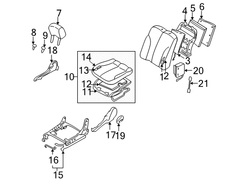 2002 Nissan Maxima Heated Seats Trim Assembly-Front Seat Back Diagram for 87620-5Y670