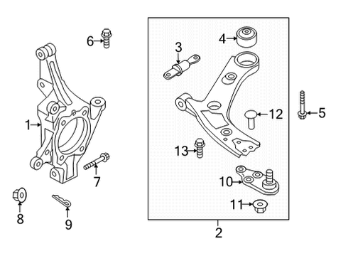 2022 Kia Carnival Front Suspension Components Arm Complete-Fr LWR Diagram for 54501R0000