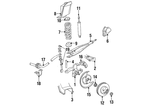 1989 Ford E-350 Econoline Front Suspension Components, King Pin, Stabilizer Bar Radius Arm Diagram for D5UZ-3A360-B