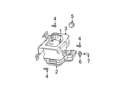 2004 Chevrolet Trailblazer Anti-Lock Brakes Bushing, Electronic Brake Control Module Bracket Diagram for 12389626