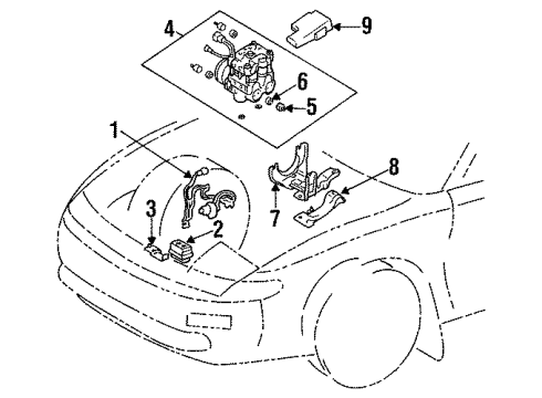 1993 Toyota Celica Anti-Lock Brakes Computer Assy, Skid Control Diagram for 89541-20110