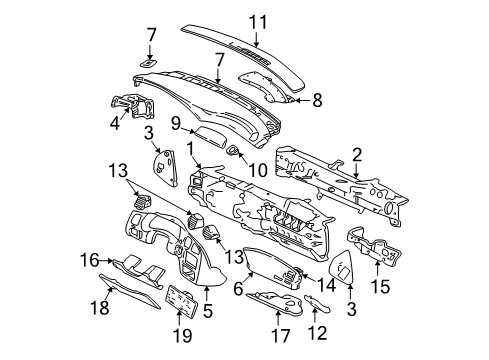 2004 Chevrolet Monte Carlo Instrument Panel Heater & Air Conditioner Control Assembly Diagram for 19370211