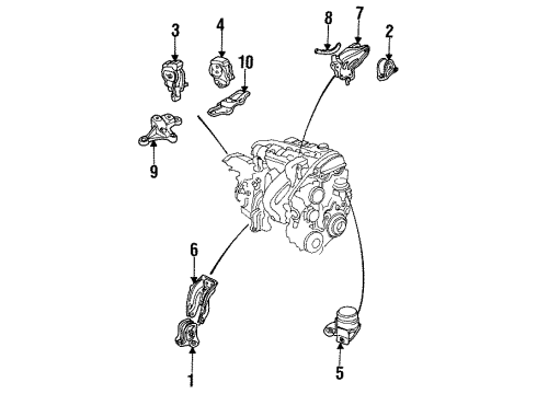 1996 Honda Prelude Engine & Trans Mounting Bracket, RR. Engine Mount Diagram for 50827-SS0-000