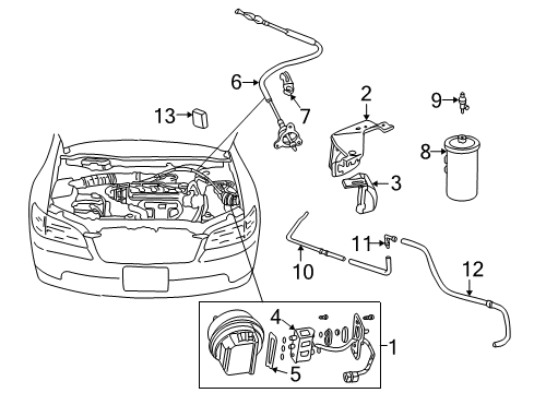 2001 Honda Accord Cruise Control System Tube, Actuator Diagram for 91442-PAA-A00