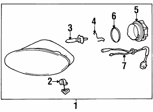 1997 Hyundai Tiburon Bulbs Front Driver Side Fog Light Assembly Diagram for 92201-27001