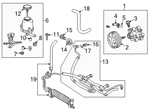 2017 Toyota Land Cruiser Power Steering Pump & Cooler Lines Fitting Diagram for 44308-60220