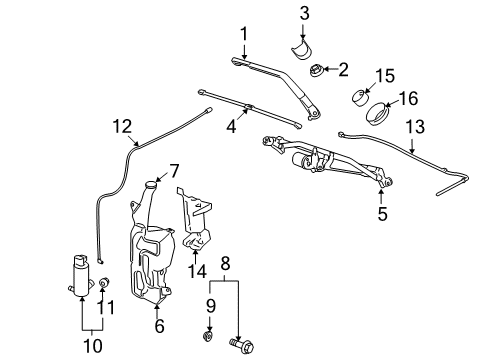 2009 GMC Sierra 3500 HD Wiper & Washer Components Washer Reservoir Diagram for 15942521