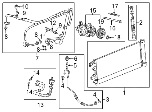 2020 Chevrolet Silverado 1500 A/C Condenser, Compressor & Lines Clutch & Pulley Diagram for 84493361