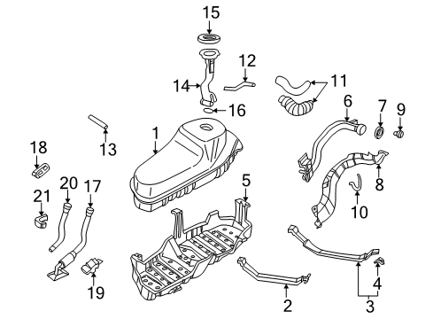 2002 Nissan Pathfinder Fuel Supply Hose-Filler Diagram for 17228-5W500