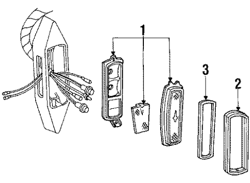 1987 Cadillac DeVille Tail Lamps, Backup Lamps, License Lamps, Rear Reflector Lamp Asm Diagram for 5974959