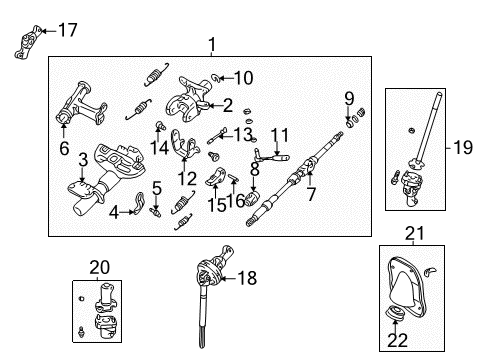 2000 Toyota Tacoma Steering Column Assembly Upper Shaft Diagram for 45210-35200