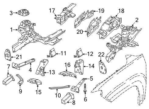 2018 Jeep Compass Structural Components & Rails Cap-Shock Tower Diagram for 68243846AA