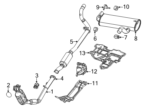 2019 Jeep Wrangler Exhaust Components Bracket-Exhaust Diagram for 68333588AA