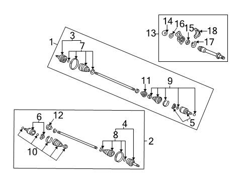 1999 Acura TL Drive Axles - Front Cv Boot Set Diagram for 44018-S84-C02