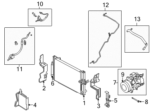 2009 Infiniti G37 A/C Condenser, Compressor & Lines Seal-Rubber Diagram for 92184-JJ60A