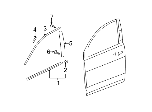 2007 Acura MDX Exterior Trim - Front Door Side Body Molding (Nimbus Gray Metallic - Exterior) Diagram for 08P05-STX-240