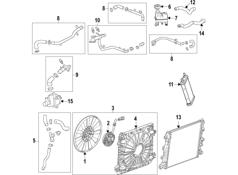 2021 Cadillac CT4 Cooling System, Radiator, Water Pump, Cooling Fan Upper Hose Diagram for 84697668